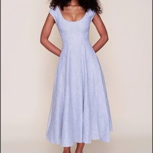 Danielle Guizio Blue and White Leila Dress
